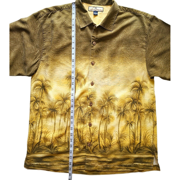 Tommy Bahama Men's Silk Palms Hawaiian Shirt Size M Golden Green Tropical Summer - Picture 10 of 12